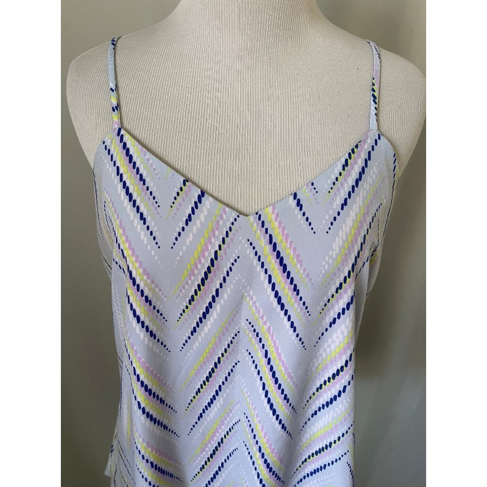 Candies Light Blue Chevron Print Spaghetti Strap V-Neck Tank Top - Picture 3 of 12